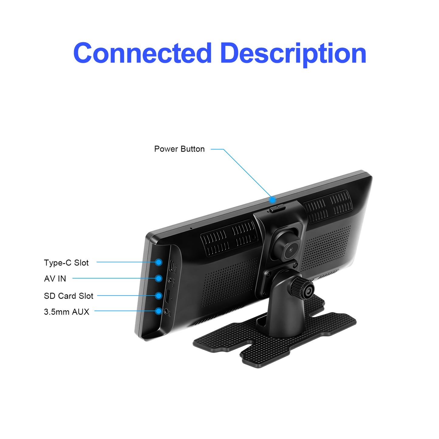 26,06 cm 4K Wireless CarPlay Android Auto Supporto Airplay SuperLink WiFi Video Fotocamera Dual DVR Anteriore e Posteriore B-T per Auto Camion Furgoni Supporto Fotocamera Posteriore con Registrazione in Loop e Riproduzione Video