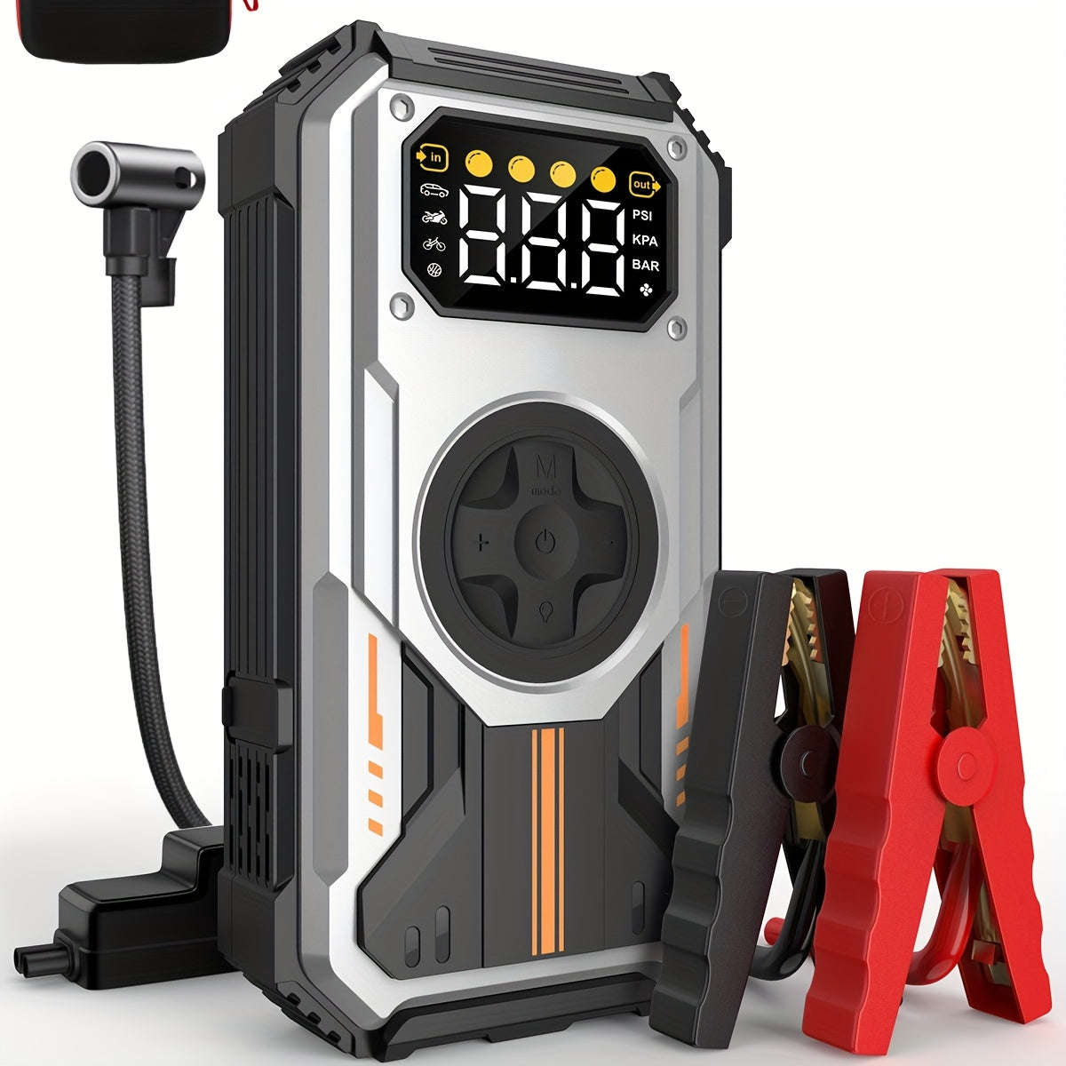 Swarey 12000Mah Avviatore di Emergenza per Auto con Compressore d'Aria, 150PSI 6000A Corrente di Picco Avviatore di Emergenza per Tutti i Motori a Benzina e Diesel da 10.0L, Avviatore di Emergenza con LED