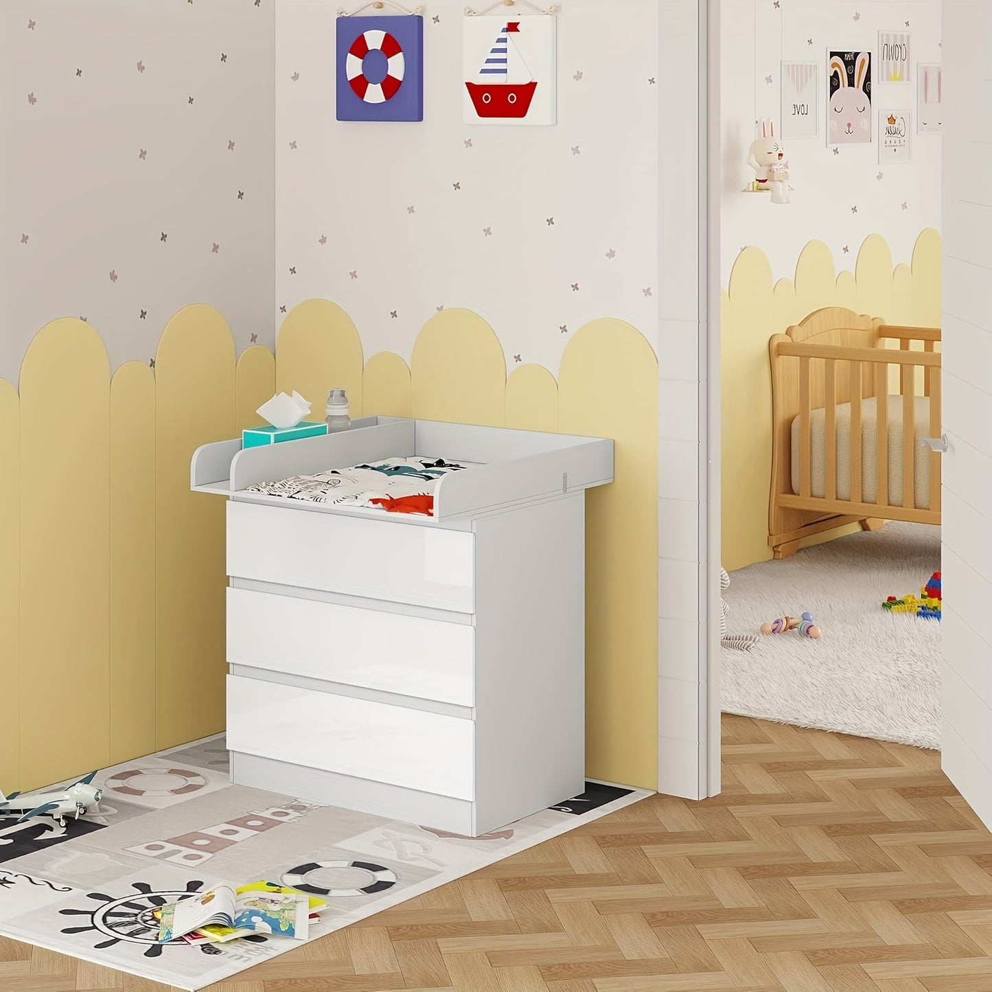 1 pz. Unità di cassetti contenitori, cassettiera con ripiani rimovibili con aggiunte, organizer contenitore, mobili per la casa, può essere comodino, organizer, mobile scaffale con 3 cassetti, camera da letto, soggiorno, bagno, bianco