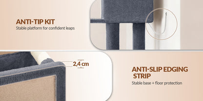 Grande Albero per Gatti, 152cm Tiragraffi, Robusto Albero per Gatti Grandi con Tiragraffi in Sisal, Tavola per Graffiare, 2 Comode Casetta per Gatti, 2 Piattaforme, Pompon, Area Riposo