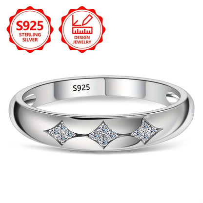 Anello da donna in argento sterling 925, squisito e alla moda, elegante e raffinato, intarsiato con zirconi cubici sintetici scintillanti, anello di gioielleria da donna di alto valore, adatto per viaggi di vacanza, uso quotidiano, un regalo commemorativo
