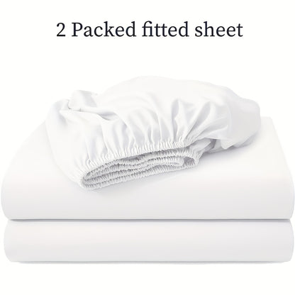 Set da 2 pezzi con lenzuolo con angoli, coprimaterasso con angoli morbido e confortevole, kit lenzuolo con angoli traspirante e multifunzionale, lavabile, adatto per camere da letto, camere degli ospiti, scuole, utilizzabile in tutte le stagioni, biancher