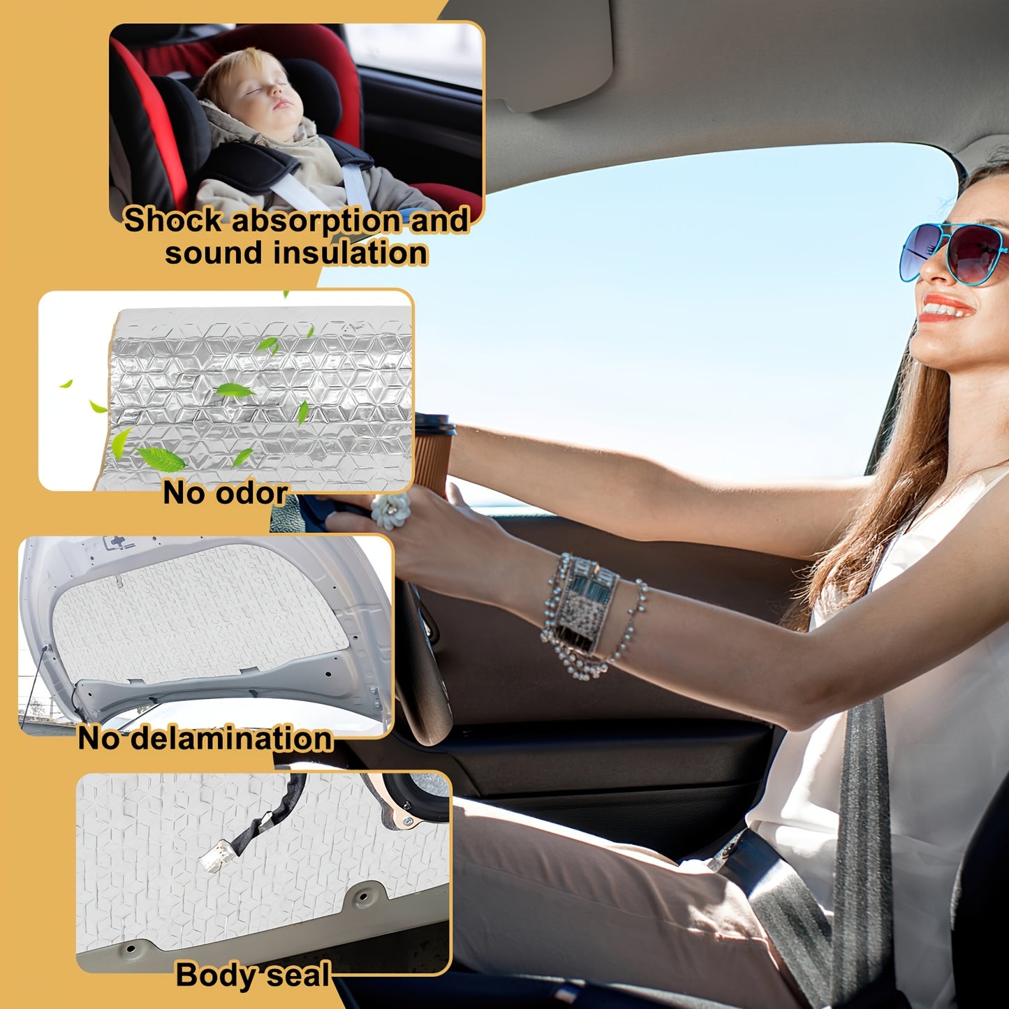 Sonnewelt tappeto acustico in alluminio e butile da 2,2 mm, 50 x 200 cm / 50 x 400 cm, autoadesivo antirimbombo, tappeto isolante acustico per auto, 1 m² / 2 m²