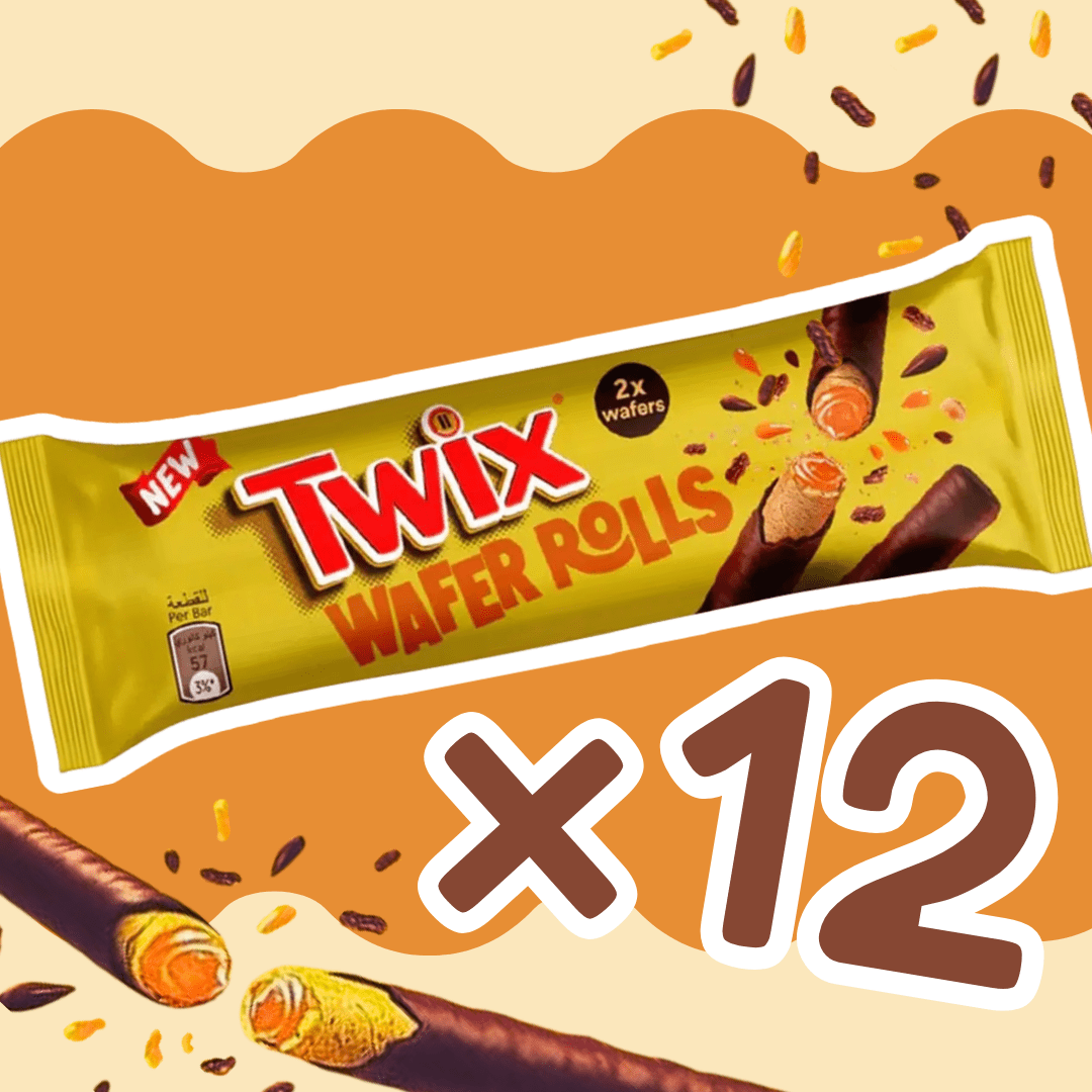 Confezione da 12 – Rotoli di Twix Wafer | Rotoli di wafer croccanti con cioccolato al latte e caramello | 12X22.5G