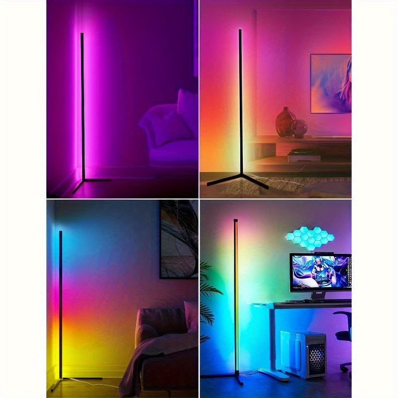 Lampada da angolare 1/2 pz, Lampada da a LED con cambio colore, Regolabile 56 pollici (circa 142 cm) con sincronizzazione musicale, Lampada angolare moderna per illuminazione d'atmosfera, con telecomando e controllo tramite APP, Modalità creativa fai da t