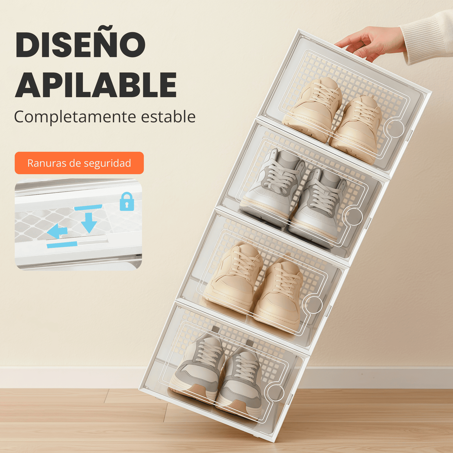 RELAXTY Organizzatore Scarpe – Scatole per Scarpe Impilabili Trasparenti con Apertura Frontale, Sistema Anti-Ribaltamento e Ventilazione