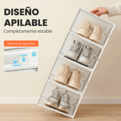 RELAXTY Organizzatore Scarpe – Scatole per Scarpe Impilabili Trasparenti con Apertura Frontale, Sistema Anti-Ribaltamento e Ventilazione