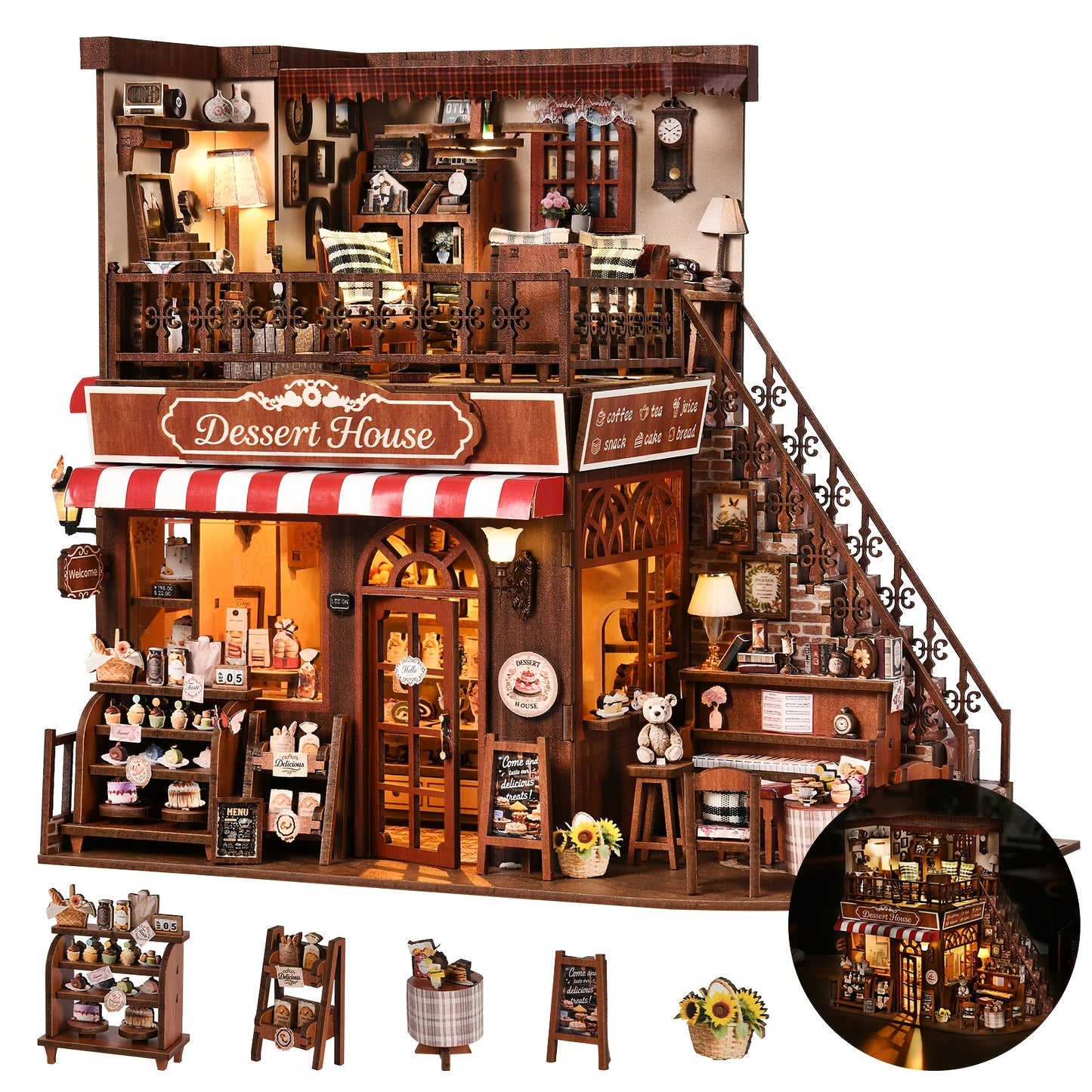 Puzzle 3D, Casa delle Bambole Fai da Te, Angolo Libri 3D in Legno, Kit Miniaturizzato Angolo Libri, Casa Ornamentale per Bambole, Assemblata a Mano, Mini Casa, Decorazione Libreria, Regalo di San Valentino, Regalo di Halloween, Regalo di Natale, Regalo de
