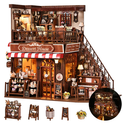 Puzzle 3D, Casa delle Bambole Fai da Te, Angolo Libri 3D in Legno, Kit Miniaturizzato Angolo Libri, Casa Ornamentale per Bambole, Assemblata a Mano, Mini Casa, Decorazione Libreria, Regalo di San Valentino, Regalo di Halloween, Regalo di Natale, Regalo de