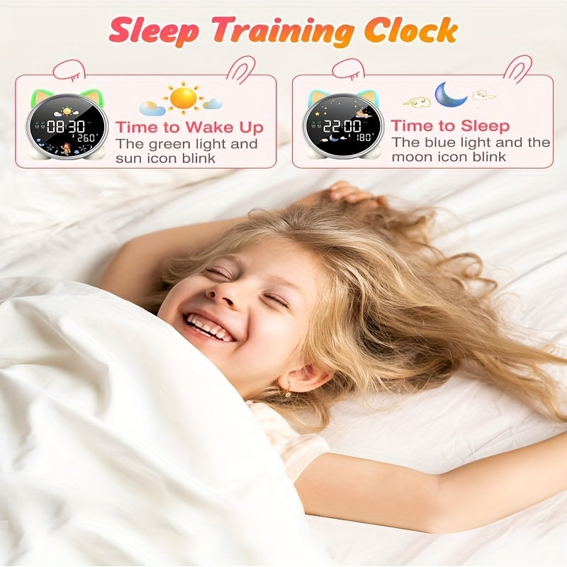Sveglia Lemnoi per Bambini, Allenatore del Sonno per Ragazzi e Ragazze, Sveglia a Batteria per Bambini, Conto alla Rovescia, Funzione Snooze, 3 Livelli di Luminosità