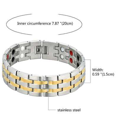 Bracciale Magnetico Uomo JewelryWe con Calamite - Fascia Regolabile in Acciaio Inossidabile (4 Colori: Nero, Bianco, Grigio, Oro) & Ideale per Tutto l'Anno a Parti di Eventi e Motociclette
