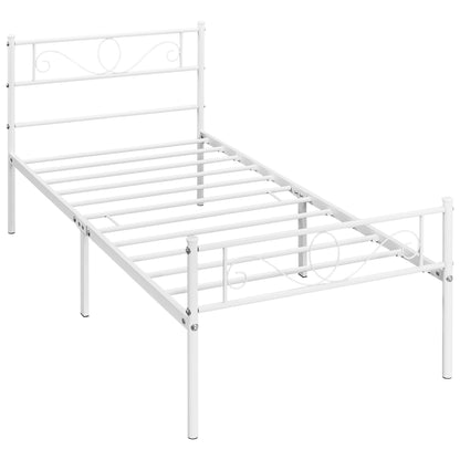 Costoffs Struttura Letto Stile Rustico Moderno in Metallo con Testiera Elegante e Pediera per Appartamento Camera da Letto Stanza degli Ospiti Studio