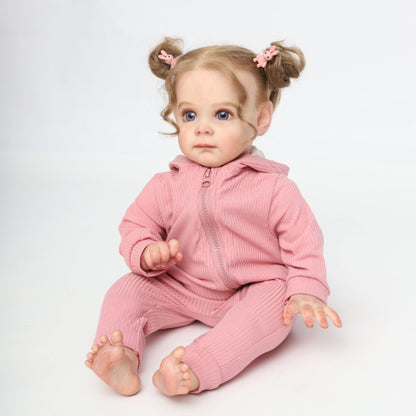 Bambola Reborn carina da 22 pollici/55 cm, bambola Reborn in vinile morbido in stile realistico, vivace bambola Reborn da 0 anni fatta a mano per bambini e bambine, regali di Halloween e Natale