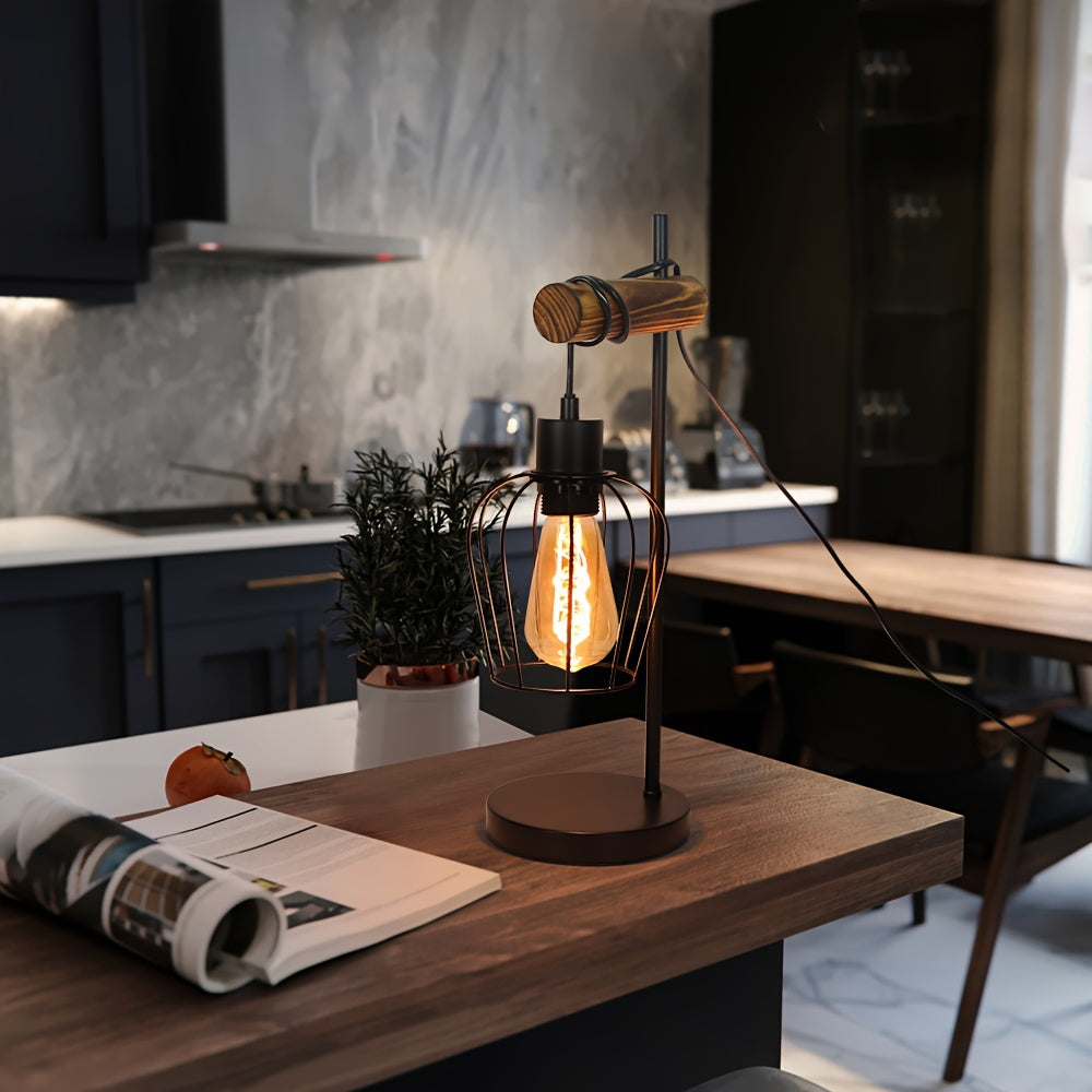 Lampada da comodino retrò a singola lampada, Lampada da tavolo per soggiorno in stile industriale, Dotata di interruttore, Lampadina non inclusa (ti aiuta a creare il tuo stile unico).