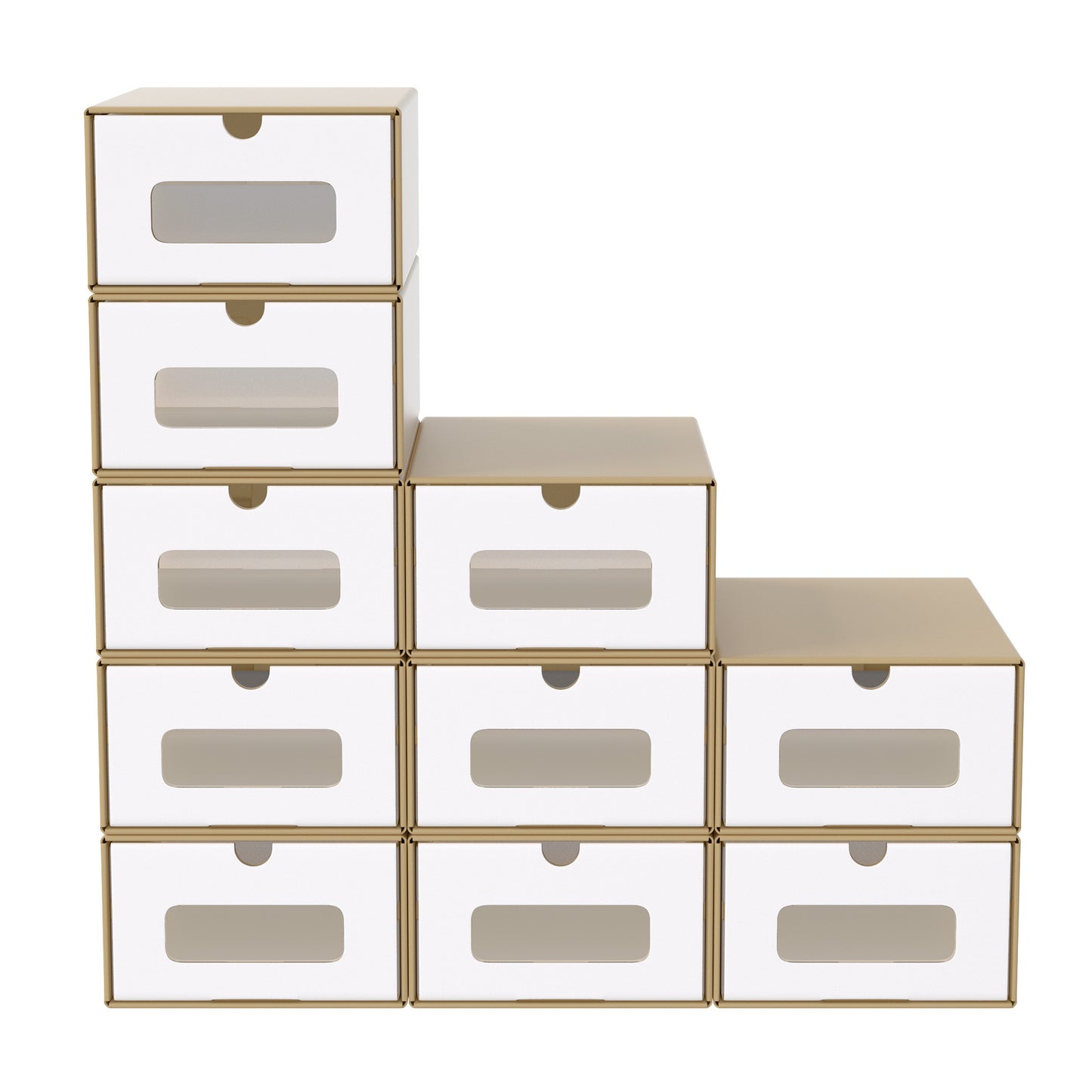 Scatole Rettangolari Impilabili con Cassetto Estraibile e Finestra Trasparente, Organizzatore in Carta Kraft per Scarpe, Abbigliamento e Accessori (10pz/20pz)