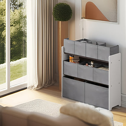 Armadio portaoggetti a 1 pezzo con cassetti, ripiano pratico, forniture per riporre, può essere usato come libreria, scaffale di stoccaggio, scaffale a tre livelli con più cassetti, scatola di stoccaggio in tessuto non tessuto, camera da letto, sala gioch