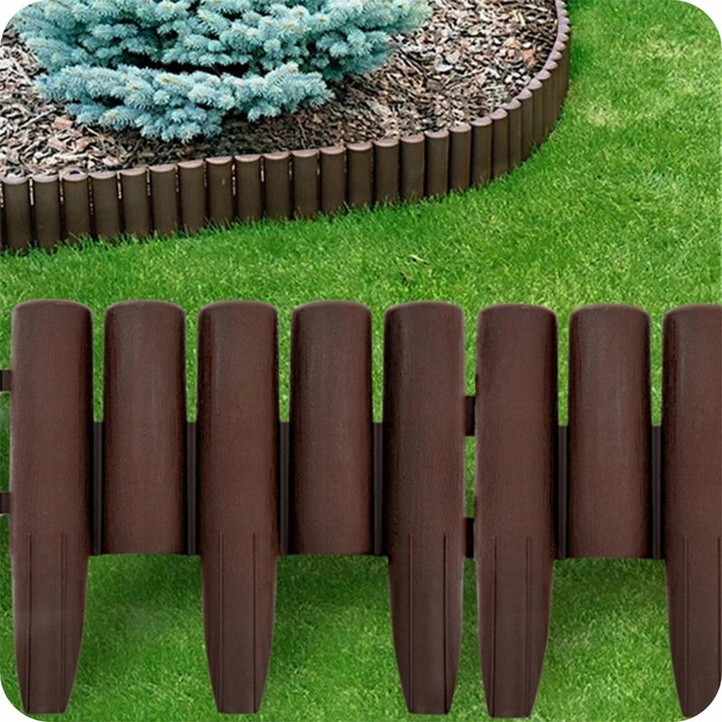 BORDURA DA GIARDINO 280 X 24 CM MARRONE, PALIZZATA IN PLASTICA PER PRATO, BORDURA PER AIUOLE E SENTIERI, RECINZIONE DECORATIVA DA GIARDINO