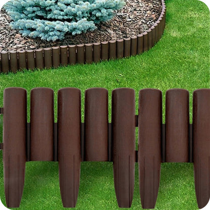 BORDURA DA GIARDINO 280 X 24 CM MARRONE, PALIZZATA IN PLASTICA PER PRATO, BORDURA PER AIUOLE E SENTIERI, RECINZIONE DECORATIVA DA GIARDINO