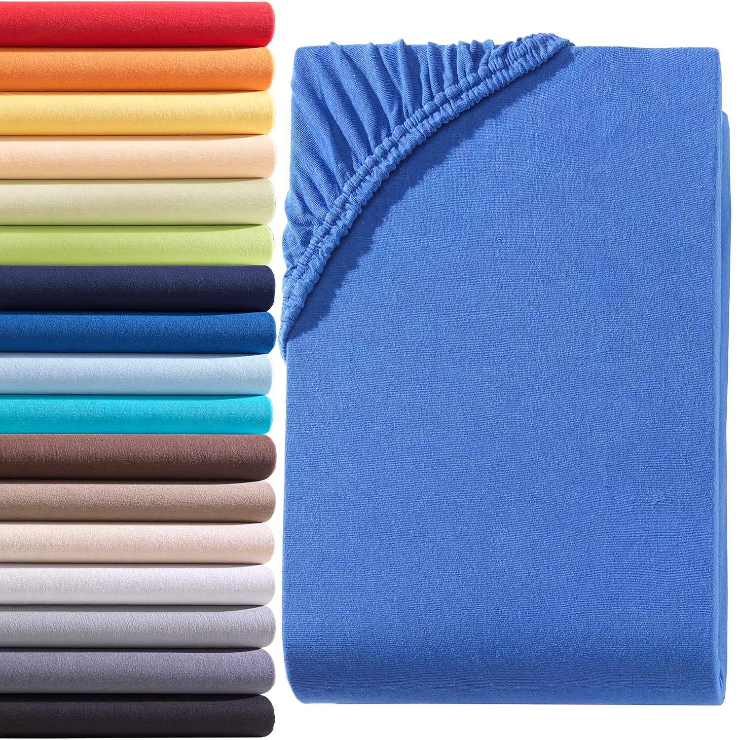 2 Pezzi Lenzuolo Jersey 100% Cotone 130gsm, Lenzuolo con Angoli Elastici, Gonna 30cm, Ipoallergenico, Traspirante, Adatto per Camera da Letto, Dormitorio e Camera degli Ospiti, Lavabile in Lavatrice, Biancheria da Letto Jersey