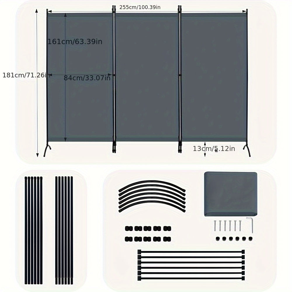 1 pz Schermo Privacy Pieghevole a 3 Parti | Uso Interno Esterno, Protezione Solare, Facile da Montare e Smontare, Facile da Pulire, Adatto per Giardini, Balconi, Terrazze, 255 X 182Cm, Materiale in Tessuto, Colore Misto