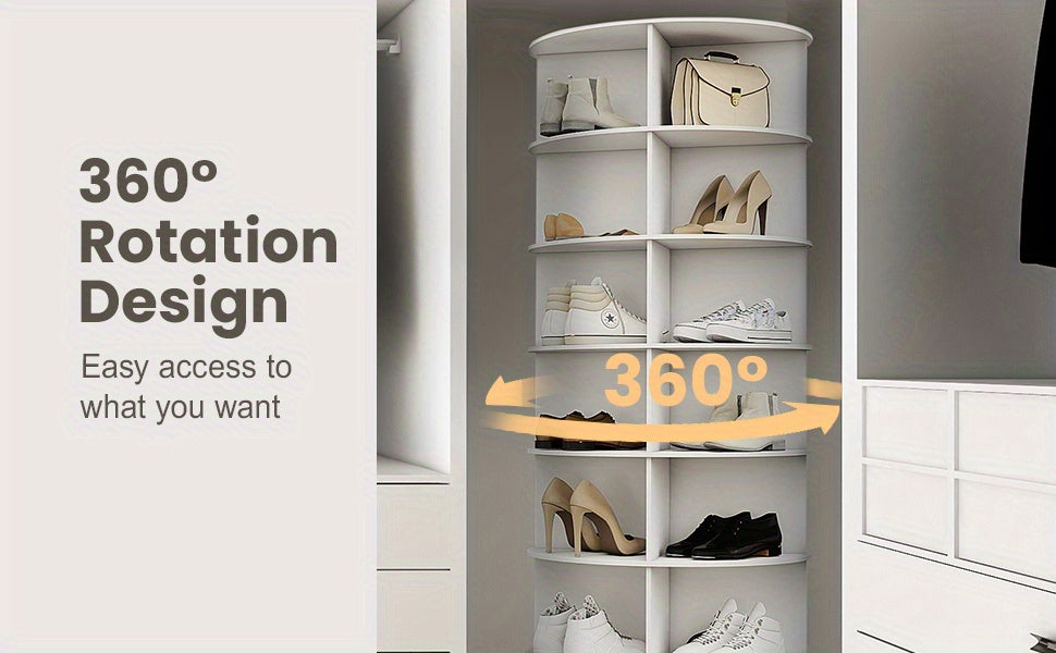 Torre portascarpe girevole a 5/6/7 ripiani per 20/24/28 paia di scarpe, espositore girevole a 360° bianco, organizzatore Lazy Susan, scaffale portascarpe a carosello rotondo, carosello verticale per cappelli e borse