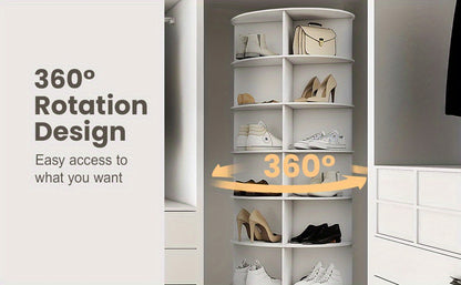 Torre portascarpe girevole a 5/6/7 ripiani per 20/24/28 paia di scarpe, espositore girevole a 360° bianco, organizzatore Lazy Susan, scaffale portascarpe a carosello rotondo, carosello verticale per cappelli e borse