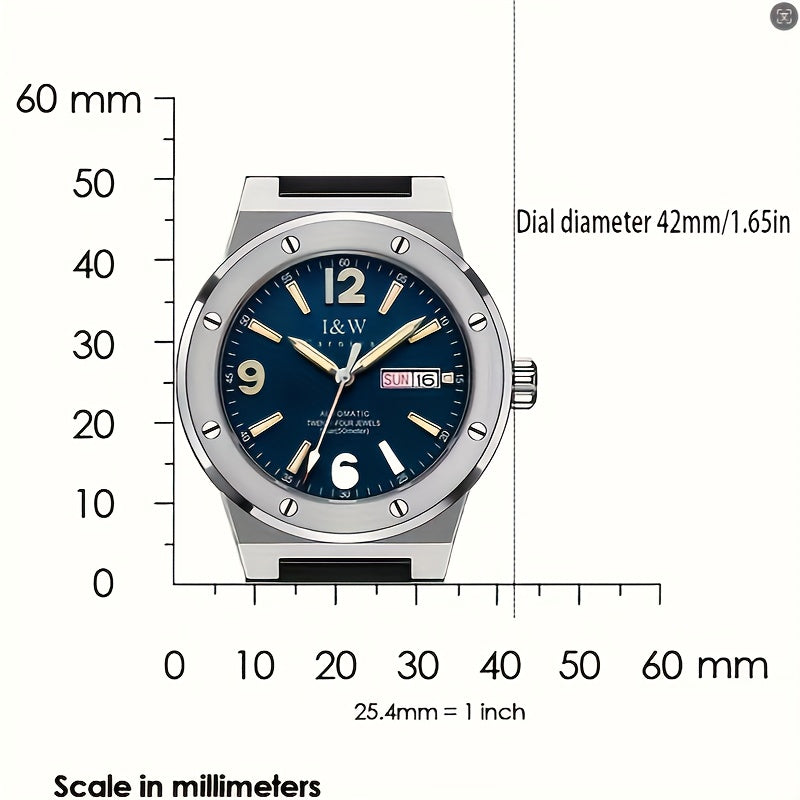 [I&W Carnival] Orologio Sportivo Meccanico da Uomo, Luminoso e Impermeabile con Vetro Finto Zaffiro, Regalo Ideale per le Vacanze