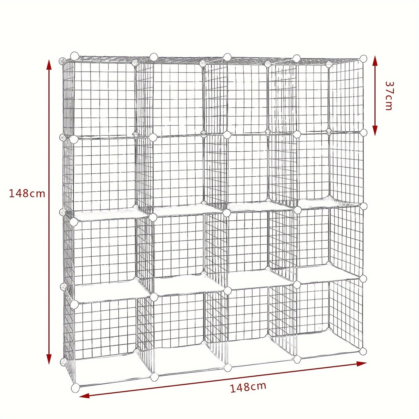 1 pezzo Scaffale Moderno, Scaffale, Design a Cubo con Ripiani Inseribili, Ripiani in Filo Regolabili Individualmente, 16 Scomparti, Realizzato in Filo Nero, Scaffale Autoportante