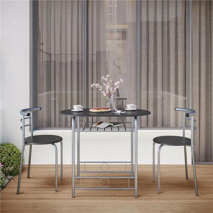 Costoffs Set Tavolo e 2 Sedie da Bar e Sala da Pranzo in Legno e Metallo per Cucina Balcone Piccoli Spazi Sedia Portata 136 kg