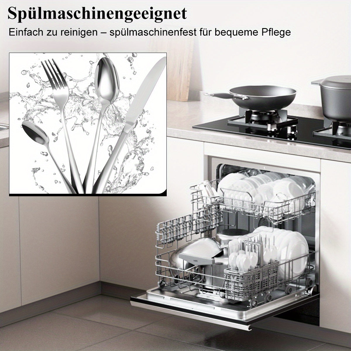 Set di posate in acciaio inossidabile da 48 pezzi per 12 persone | Elegante confezione regalo, posate premium, lucidate a specchio, lavabili in lavastoviglie, coltelli da bistecca, forchette e cucchiai ergonomici | per riunioni di famiglia, matrimoni, ina