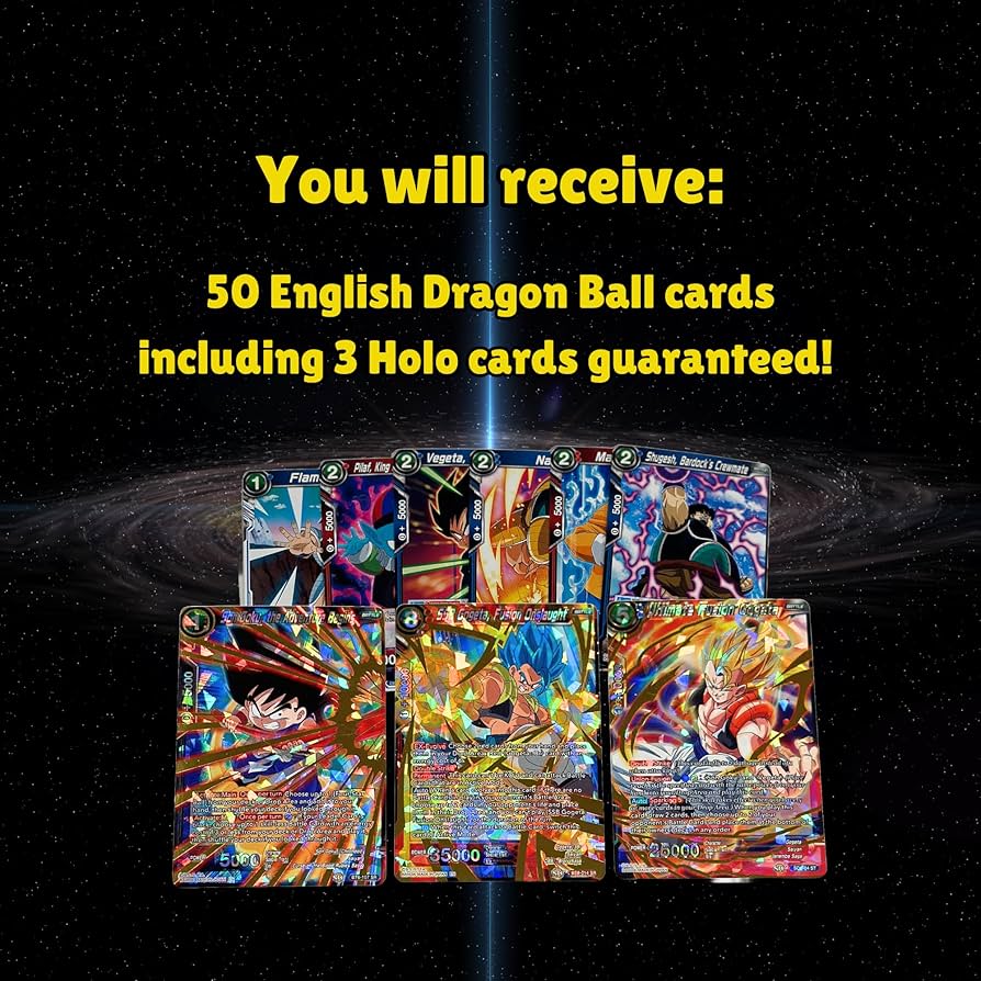 Bandai Dragon Ball 50 Carte Inglesi, Incluse 3 Carte Olografiche