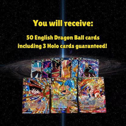 Bandai Dragon Ball 50 Carte Inglesi, Incluse 3 Carte Olografiche