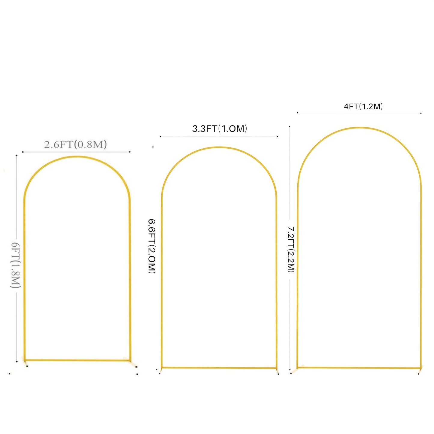Supporto ad arco da 1,8 m/2 m/2,2 m in metallo per cerimonia di nozze e decorazioni per baby shower, supporto ad arco per fondale da 6 piedi/6,6 piedi/7,2 piedi, telaio ad arco fai da te dorato per interni/esterni, cornice fotografica ad arco