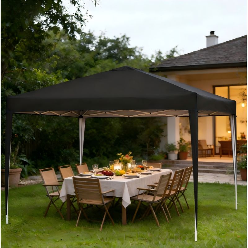 3x3m Gazebo Pieghevole con 4 Pannelli Laterali Rimovibili e Borsa da Trasporto - Tenda da Esterno per Giardino, Patio, Feste, Picnic, Campeggio - Antracite/Grigio Argento/Bianco/Verde Scuro