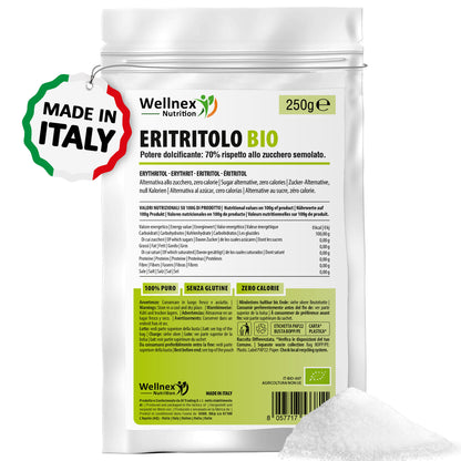 Eritritolo Biologico Puro - Eritritolo in polvere, Alternativa allo Zucchero | Dolcificante zero calorie | Wellnex Nutrition