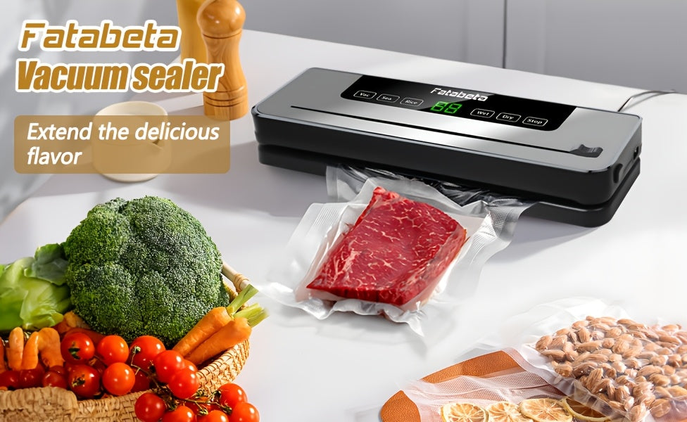 Macchina Sottovuoto con 20 Sacchetti Sottovuoto, 80KPA per la Conservazione di Alimenti Secchi e Umidi, Sistema di Sigillatura Automatico Sigillatrice di Alimenti Veloce e Compatta, Multifunzionale, Potente Macchina Sigillante per la Conservazione di Alim