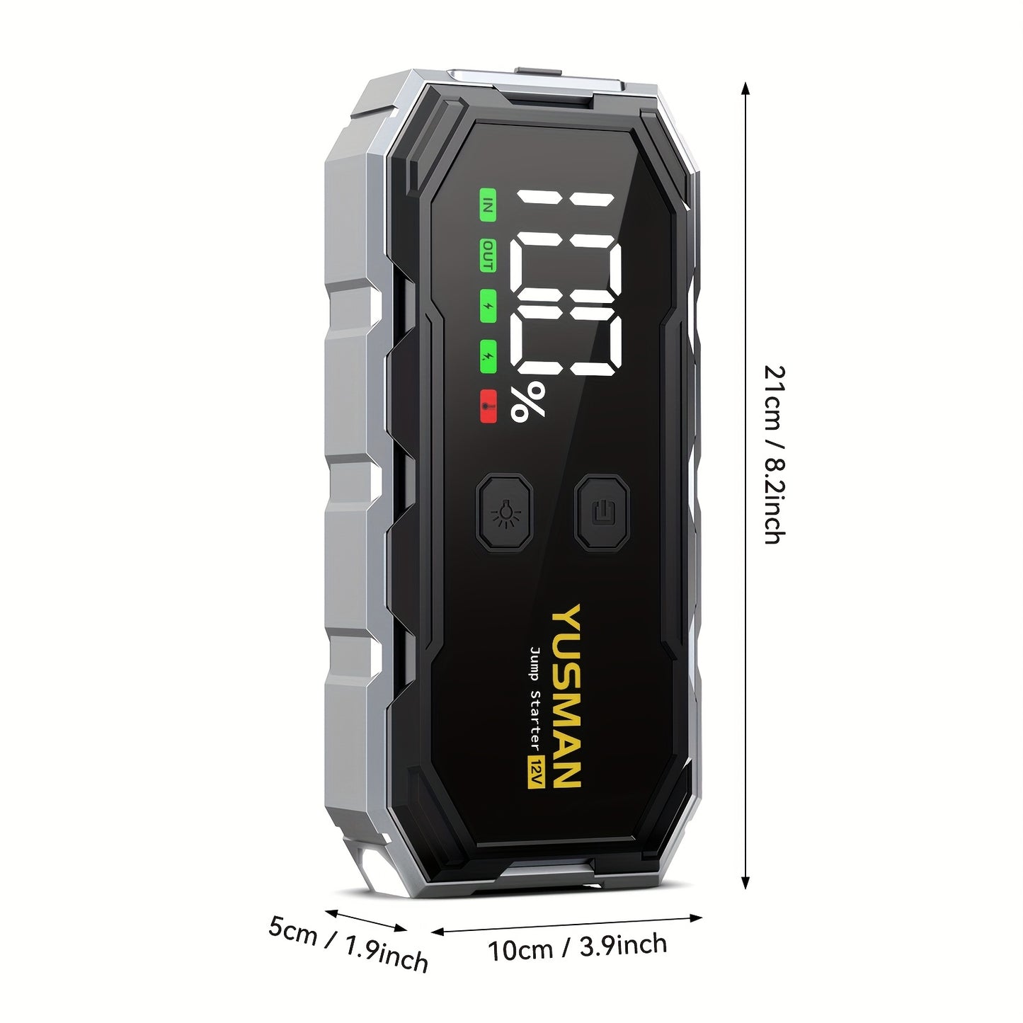 Avviatore di emergenza per auto 10000A/9500A, booster di batteria portatile 12V per tutti i veicoli a benzina/diesel fino a 10 litri, ricarica rapida QC3.0, schermo LCD, luce di emergenza a LED, borsa di stoccaggio in EVA opzionale