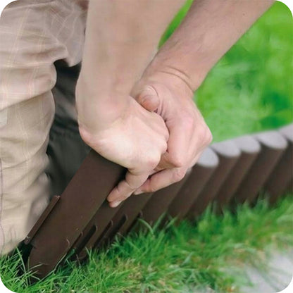 BORDURA DA GIARDINO 280 X 24 CM MARRONE, PALIZZATA IN PLASTICA PER PRATO, BORDURA PER AIUOLE E SENTIERI, RECINZIONE DECORATIVA DA GIARDINO