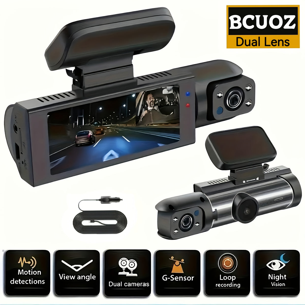 Dash Cam a Doppia Fotocamera, M8 per uso quotidiano e casa – vista principale