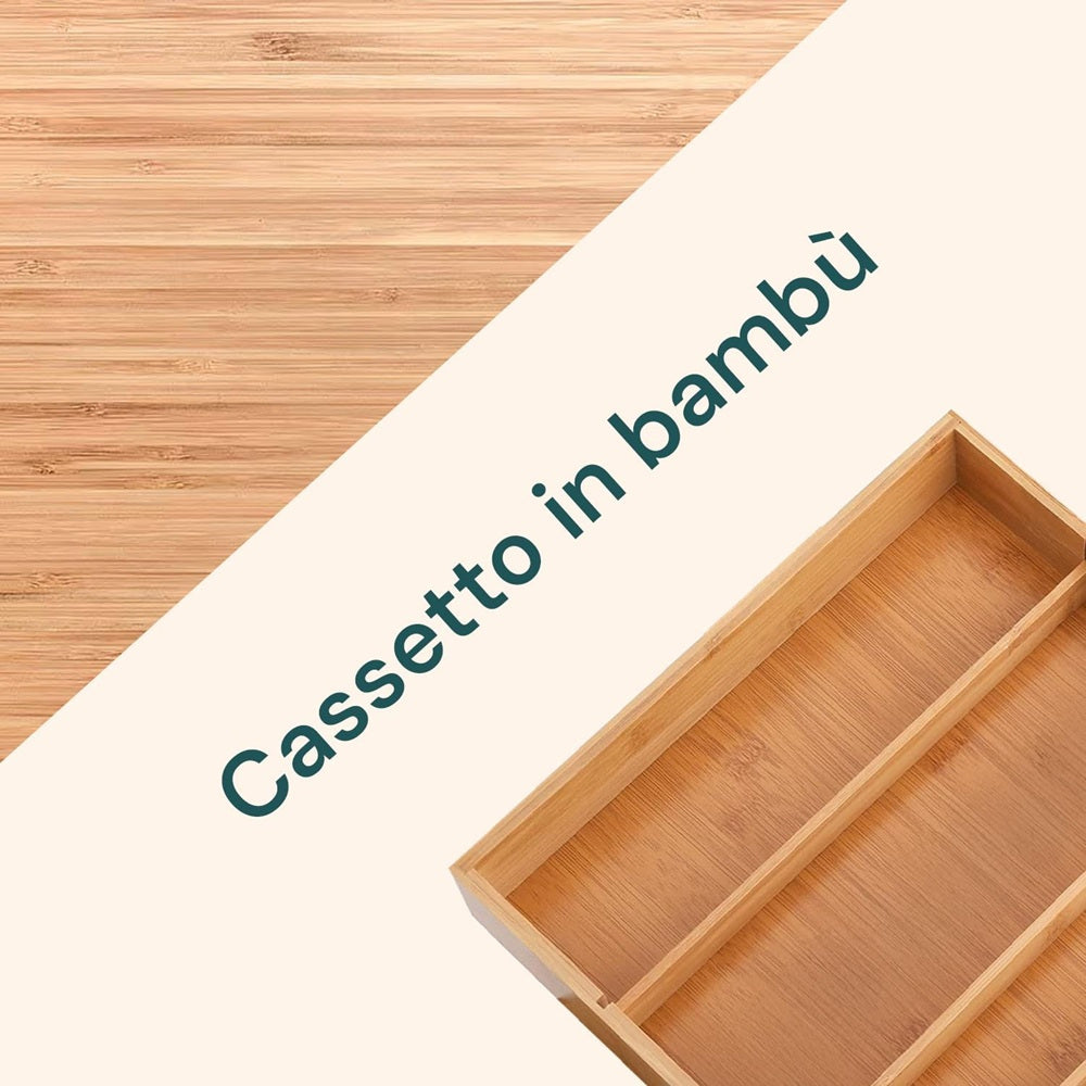 Porta cialde Organizer Bambù per Cialde con Vetro Temperato Organizer Capsule Caffè Cassetto Porta Oggetti Cassetto Minuteria Mobiletto Porta Tè Cassetto Cucito 4 Scomparti Separati
