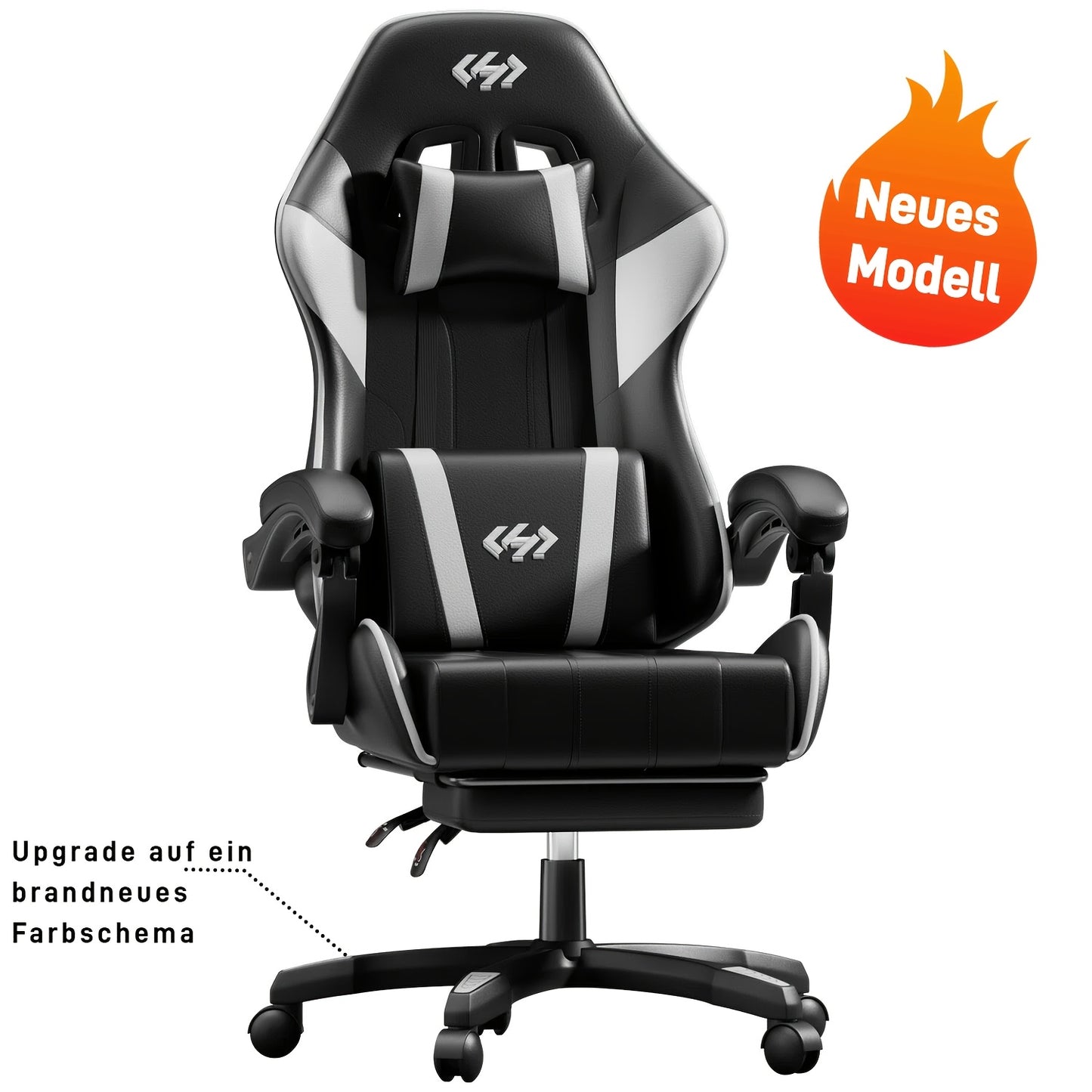 Sedia da gaming ergonomica con imbottitura a molle ultra-morbida, sedia da ufficio con poggiatesta e supporto lombare, angolo di inclinazione e poggiapiedi regolabili, realizzata in ecopelle resistente, regali per fidanzato