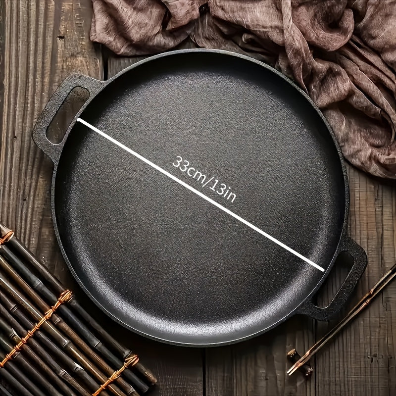 Padella piastra multifunzione in ghisa da 1 pezzo - Padella antiaderente per pizza, barbecue, pancake - Compatibile con tutti i piani cottura, ideale per cucina domestica e cottura all'aperto