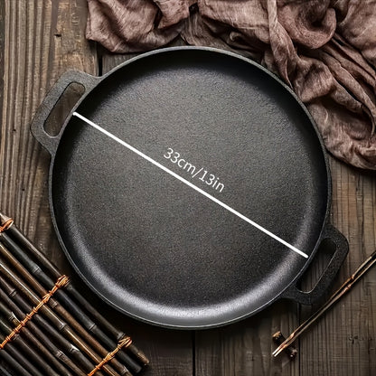 Padella piastra multifunzione in ghisa da 1 pezzo - Padella antiaderente per pizza, barbecue, pancake - Compatibile con tutti i piani cottura, ideale per cucina domestica e cottura all'aperto