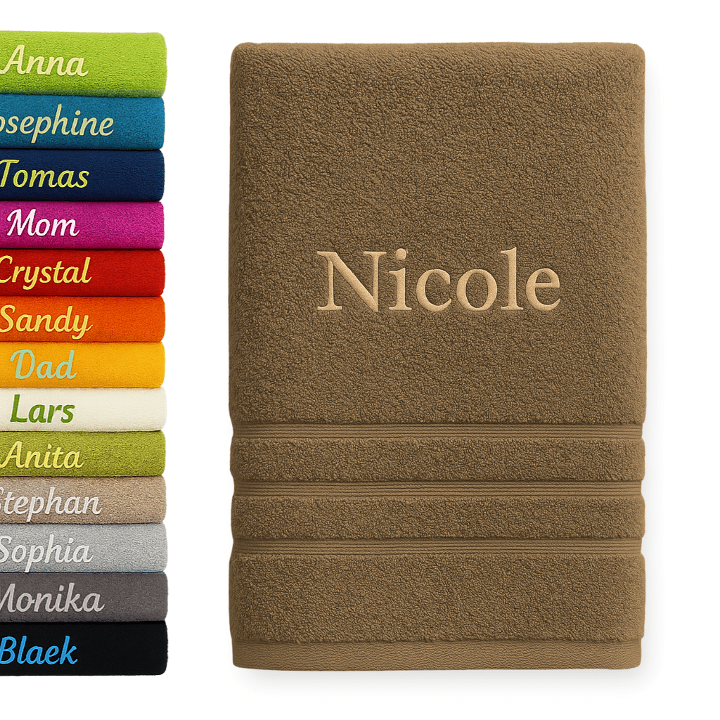 Asciugamano da Bagno Personalizzato con Nome - Ricamo Elegante, Asciugamano in Cotone Su Misura