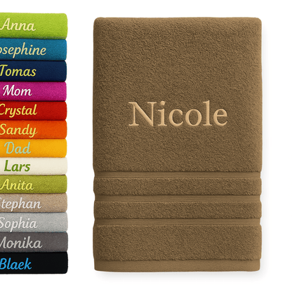 Asciugamano da Bagno Personalizzato con Nome - Ricamo Elegante, Asciugamano in Cotone Su Misura