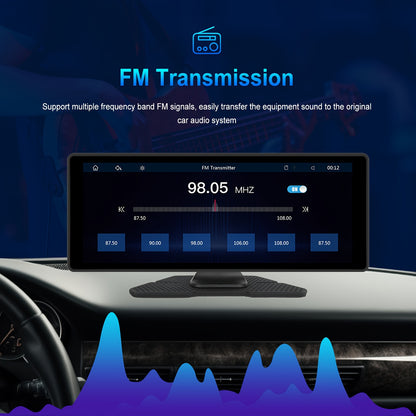 PODOFO Schermo Wireless da 10,26 Pollici per Autoradio con Carplay Android Auto con Vivavoce BT/ Touchscreen HD/ Airplayer/ Android Mirror Link/ GPS/ Si-ri/ Telecamera Posteriore/ FM/ AUX/ Porta Scheda TF/ Base Monitor, Un Regalo Perfetto per Papà
