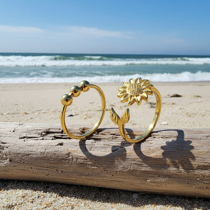 9 Anelli Fidget Spinner per Uomo e Donna, Anelli Anti-Giramento Regolabili con Fai da Te di Fiori, Luna e Stelle con Diamanti CZ