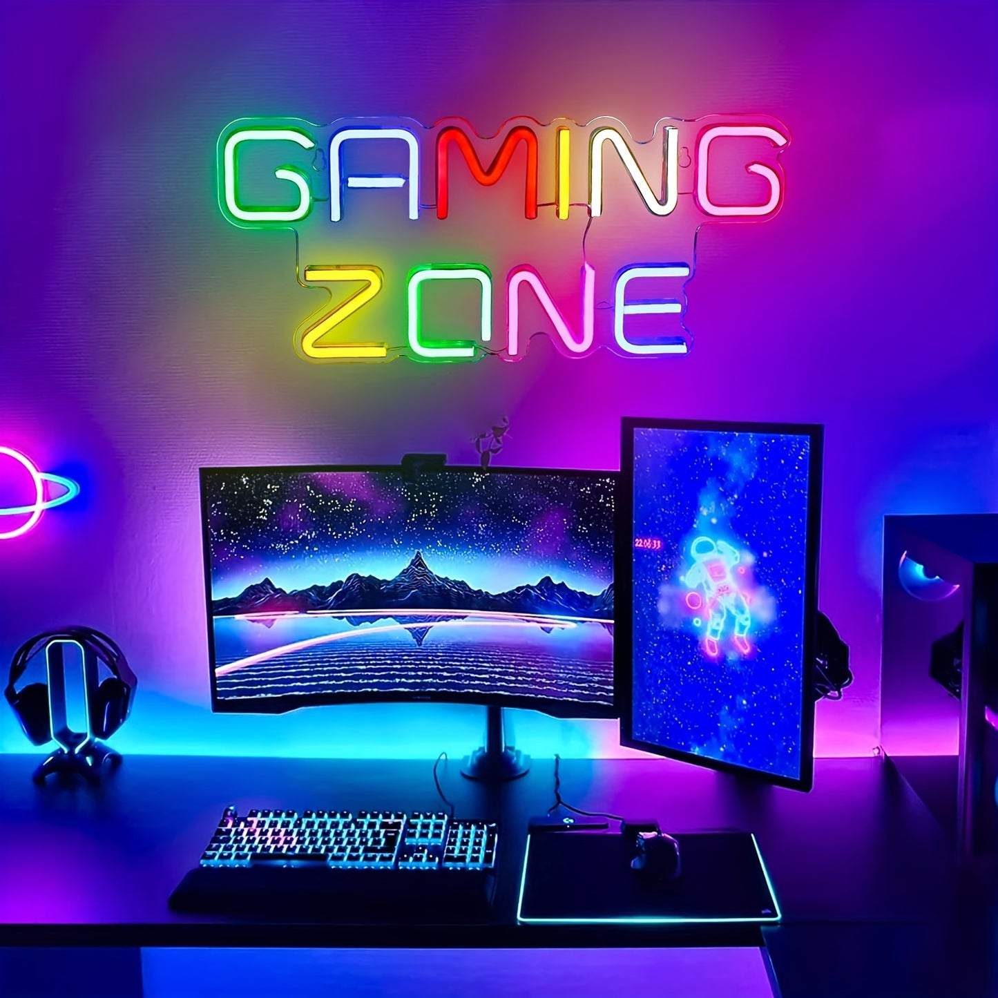 Luce al neon LED 2D piatta | Insegna luminosa colorata per camera da letto, casa, compleanno, festa di matrimonio | USB, materiale acrilico, da appendere alla parete, senza cornice