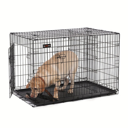Gabbia per Cani, Casetta per Cani con 2 Porte, 122x74,5x80,5 cm
