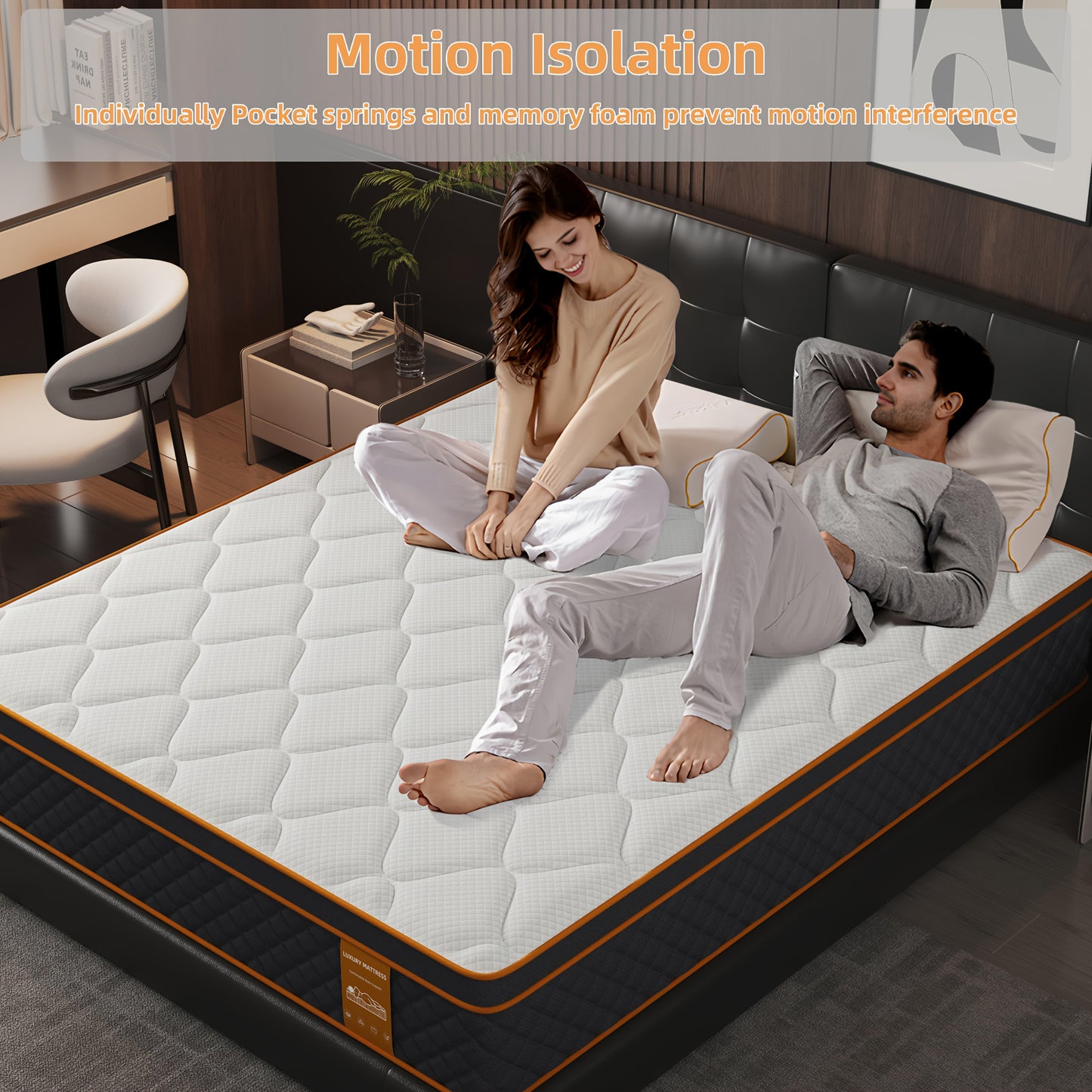 Materasso, Materasso ibrido in memory foam da 10 pollici (confezionato), Media rigidità, Molla a sacco per il sollievo dalla pressione, Isolamento del movimento. Disponibile in varie misure